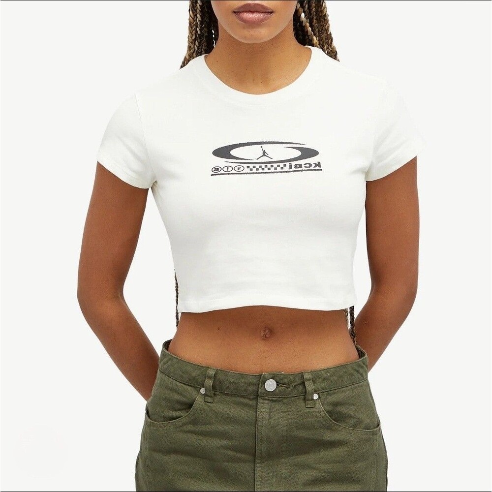 Air Jordan X Travis Scott Cactus Jack Cropped Baby Tee Womens 2XL Sail White